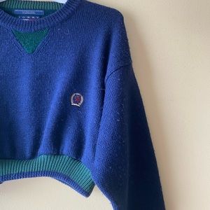 Navy Blue Wool Tommy Hilfiger Cropped Sweater